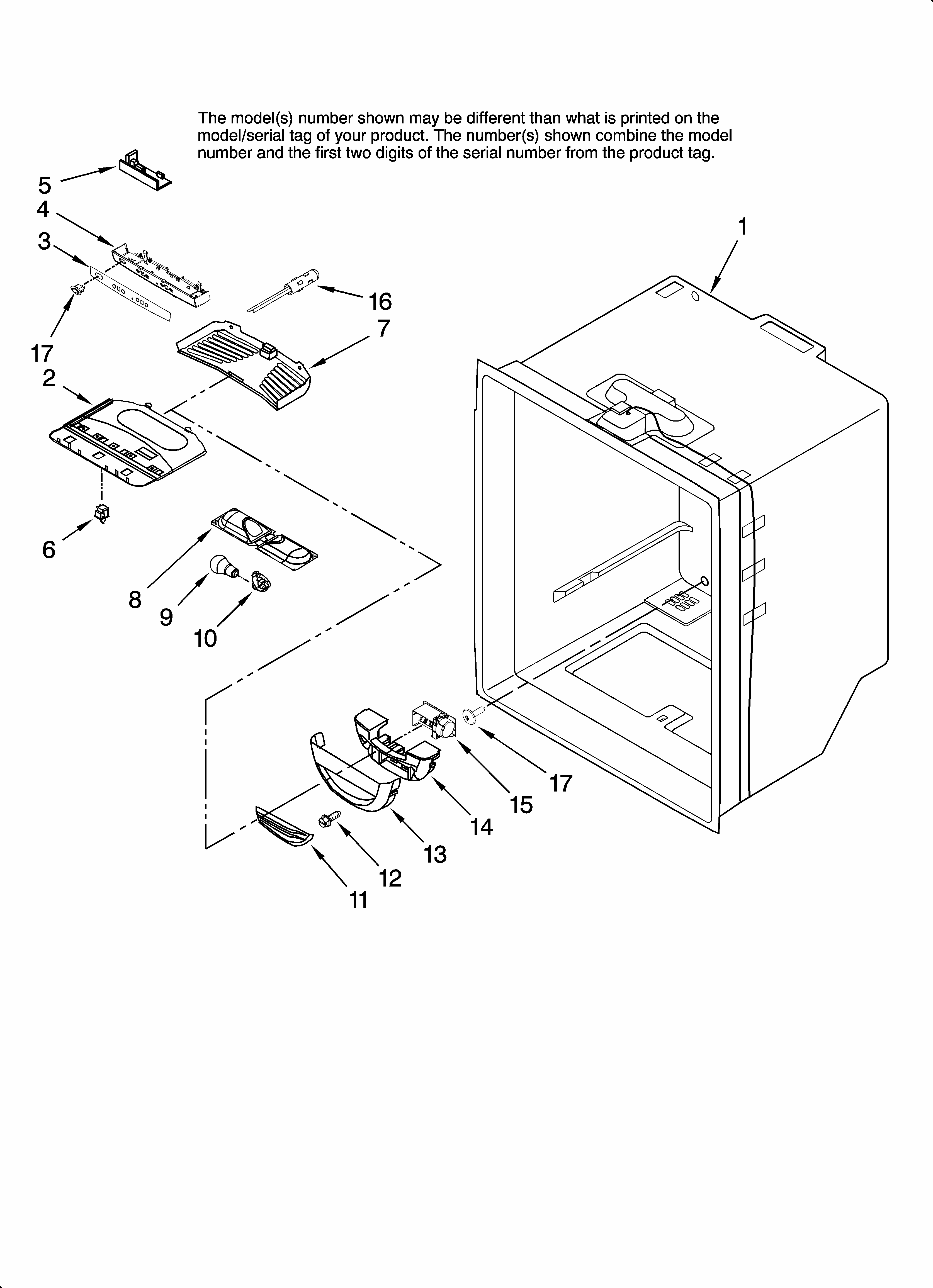 Refrigerator Liner Parts Diagram and Parts List for MFF2558KES12  Maytag Refrigerator