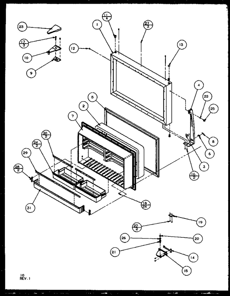 Freezer Door Diagram and Parts List for TG18RBL-P1158302WL  Amana Refrigerator