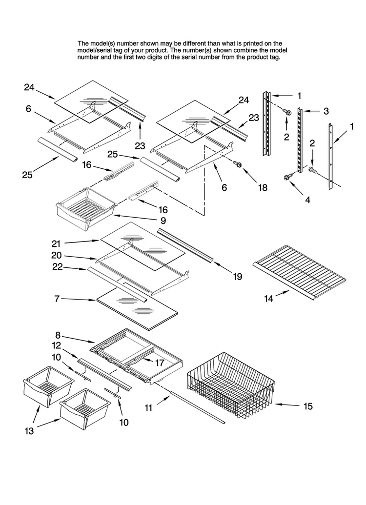 Shelf Parts Diagram and Parts List for ABB1921FEB12  Amana Refrigerator