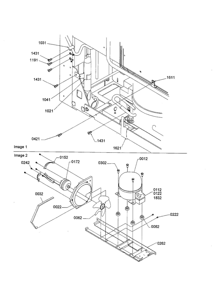 Machine Compartment Assembly Diagram and Parts List for BRF20TE-P1199202WE  Amana Refrigerator