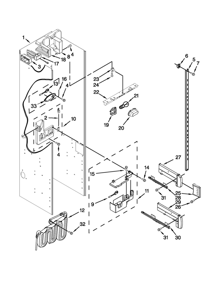 Refrigerator Liner Parts Diagram and Parts List for JS42SEDUDW15  Jenn-Air Refrigerator