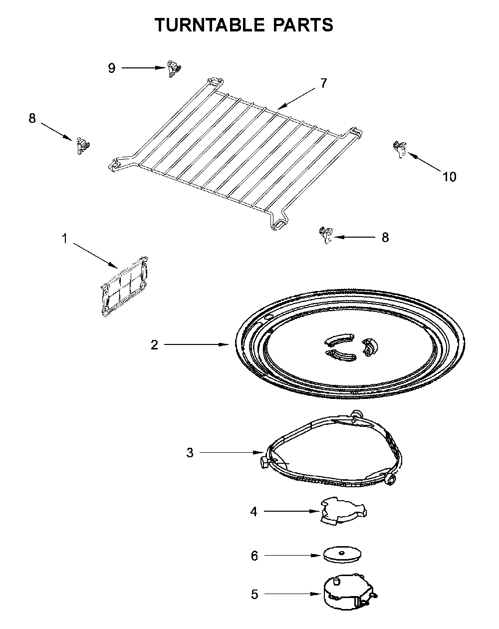 Turntable parts Diagram and Parts List for MMV4206HK1  Maytag Microwave