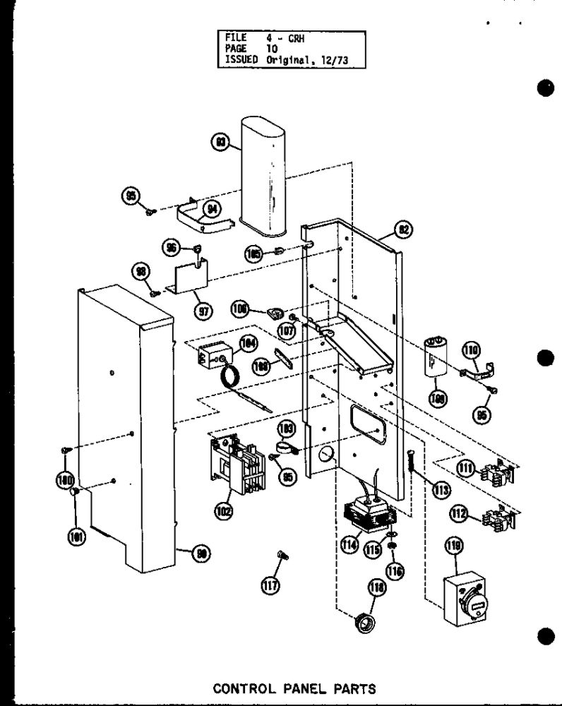 Control Panel Parts Diagram and Parts List for CRH3-1 P58094-22C Amana Air Conditioner