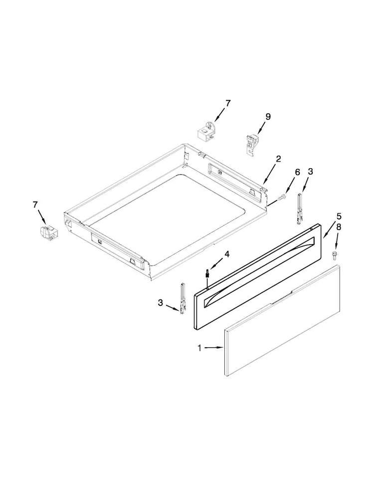 Drawer Parts Diagram and Parts List for AER5630BAS0  Amana Range