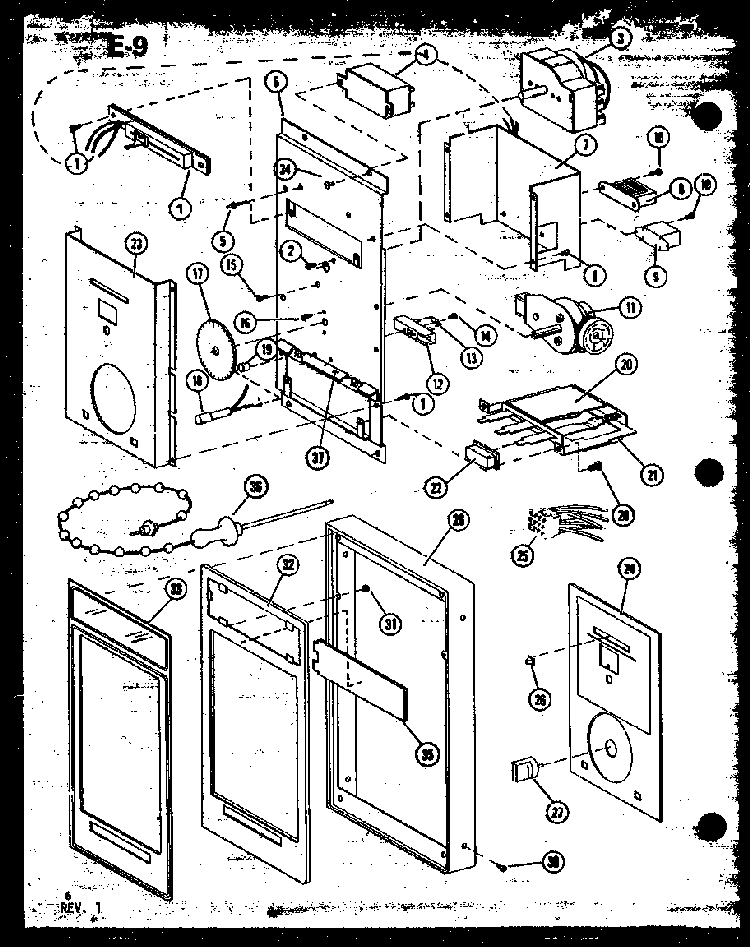 Control Panel Diagram and Parts List for RO-8B P74063-1M Amana Microwave