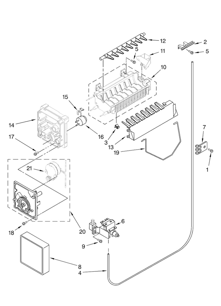 Icemaker Parts Diagram and Parts List for MSD2576VEW00  Maytag Refrigerator