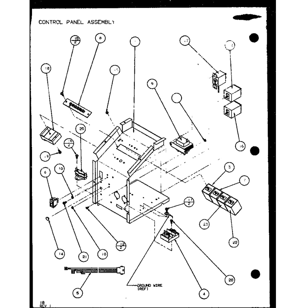 Control Panel Assembly 5 Diagram and Parts List for PTC07300ER P9812501R Amana Air Conditioner