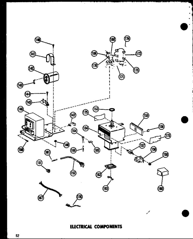Electrical Components Diagram and Parts List for RR-6 P72110-1M Amana Microwave