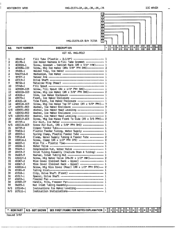 Ice Maker Page 2 Diagram and Parts List for 21574A  Admiral Refrigerator