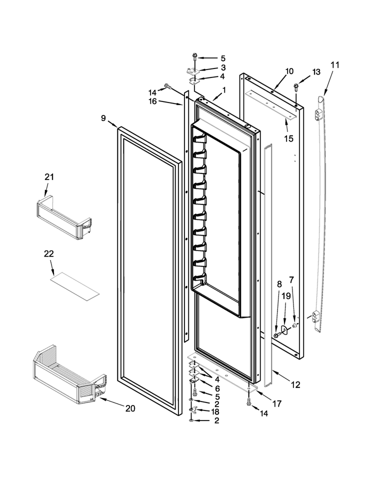 Refrigerator Door Parts Diagram and Parts List for JS42SSDUDE00  Jenn-Air Refrigerator