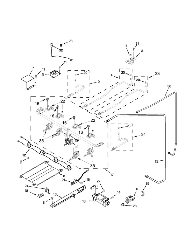 Manifold Parts Diagram and Parts List for AGG222VDW2  Amana Range