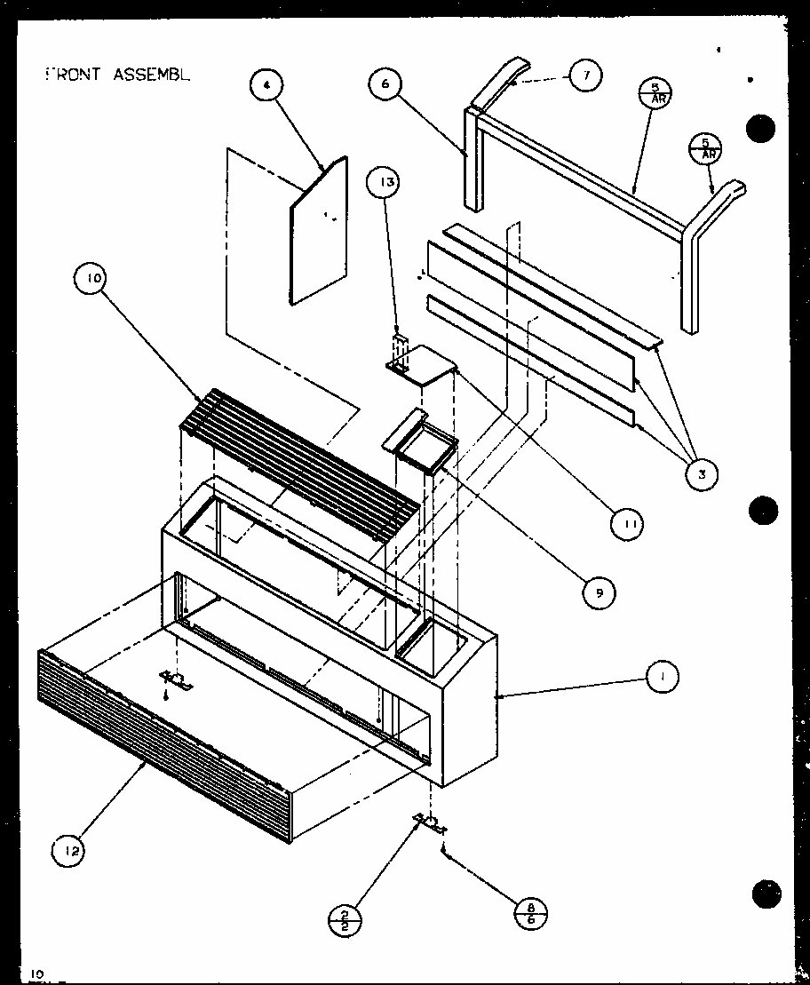 Front Assembly (pth07300er/p9882601r) (pth07400er/p9872101r) Diagram and Parts List for PTH12300ER P9812615R Amana Air Conditioner