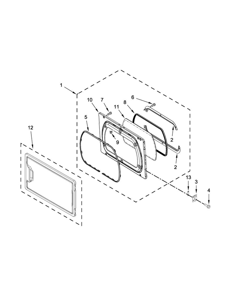 Door Parts Diagram and Parts List for MLE27PDBZW1  Maytag Dryer