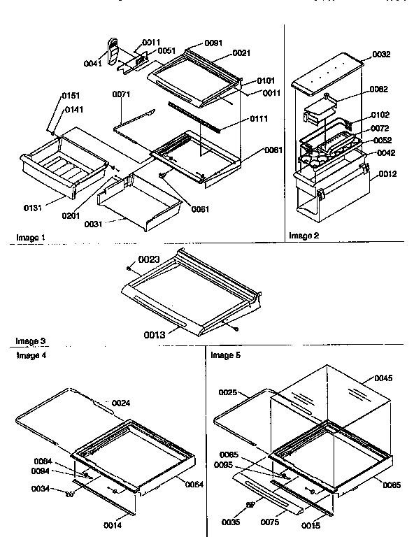 Deli,shelf,&crisper Assemblies Diagram and Parts List for 57085-P1190813WE  Amana Refrigerator