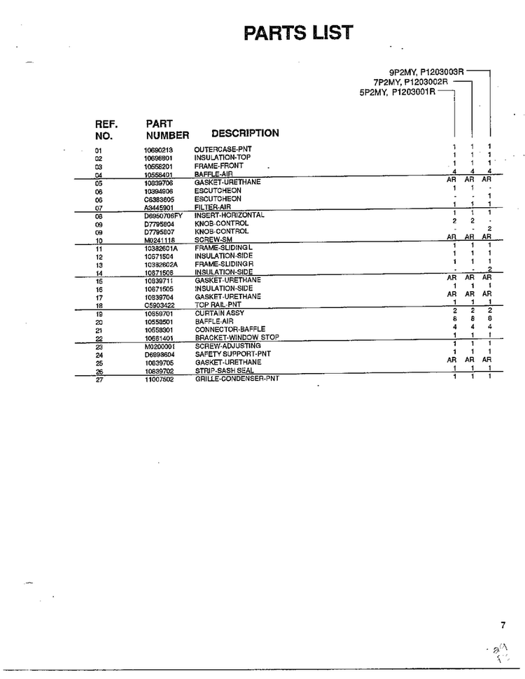 Front And Outer Case Page 2 Diagram and Parts List for 5794  Amana Air Conditioner
