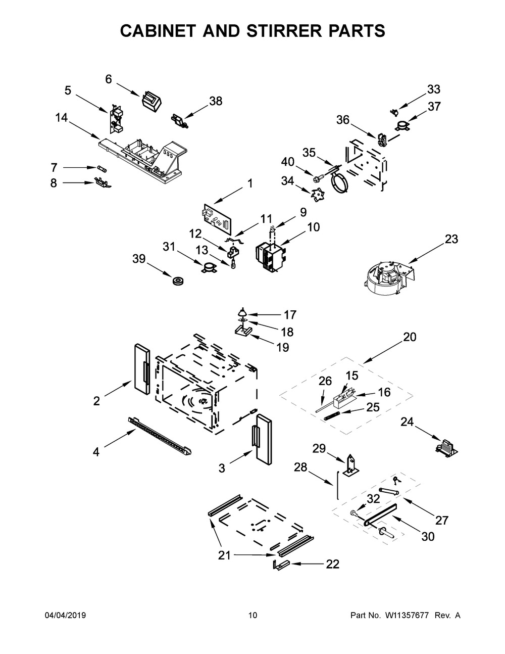 Cabinet And Stirrer Parts Diagram and Parts List for JMW2430DS04  Maytag Microwave Oven Combo
