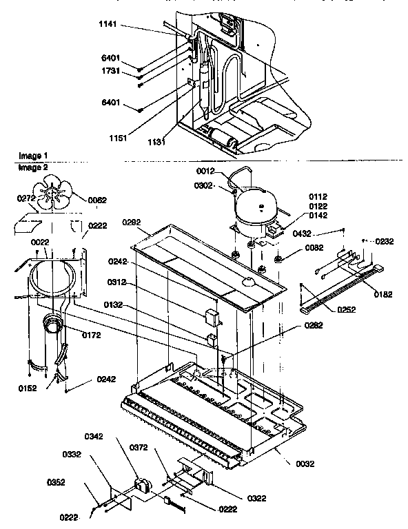 Machine Compartment Assembly Diagram and Parts List for 67277-P1311001WL  Amana Refrigerator