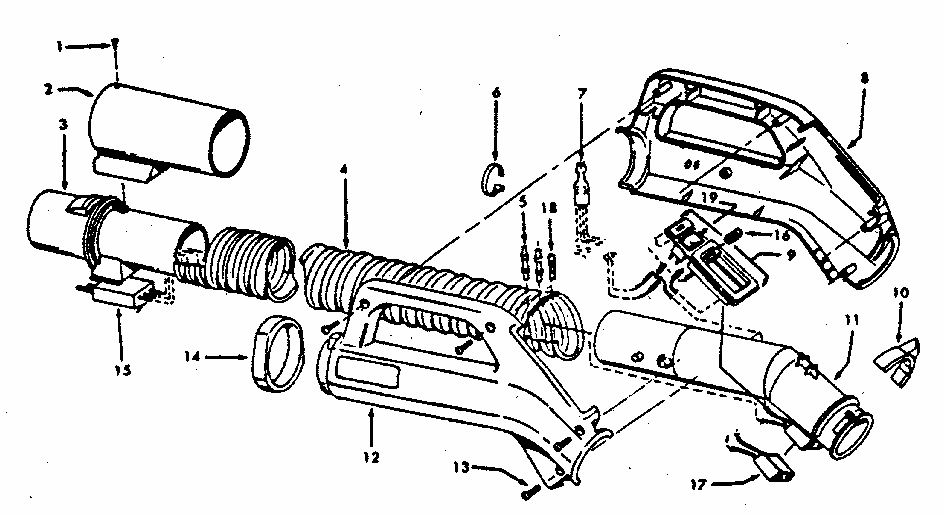 Hose Diagram and Parts List for S3281-040  Hoover Canister Vacuum