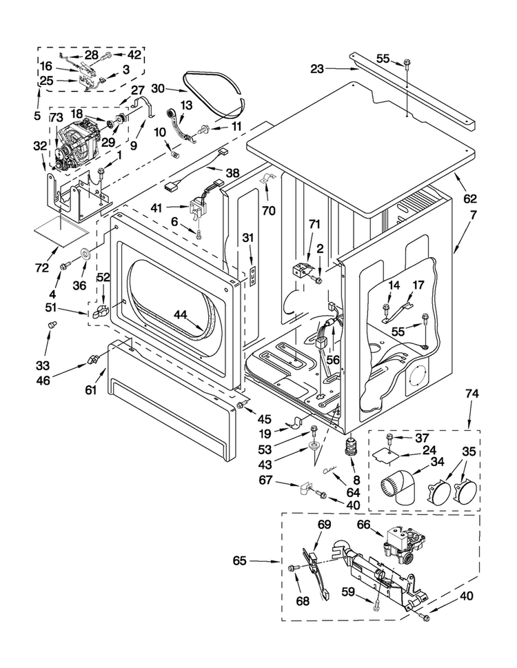 Upper Cabinet And Front Panel Parts Diagram and Parts List for MLG24PRAWW2  Maytag Dryer