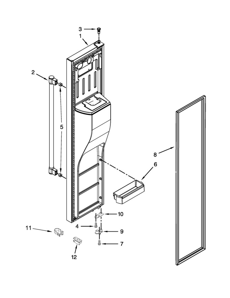 Freezer Door Parts Diagram and Parts List for MSB26C6MDE02  Maytag Refrigerator