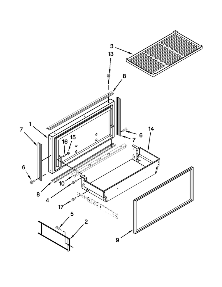 Freezer Door And Basket Parts Diagram and Parts List for JF42NXFXDW04  Jenn-Air Refrigerator