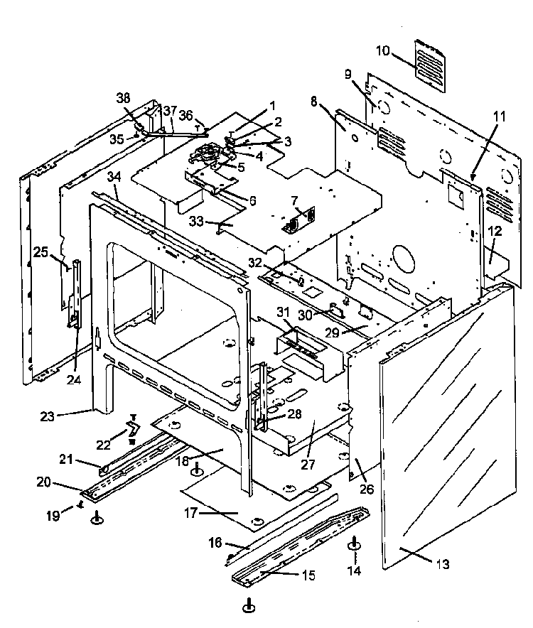 Oven Assembly Diagram and Parts List for AGS751W1P1141273NW  Amana Range