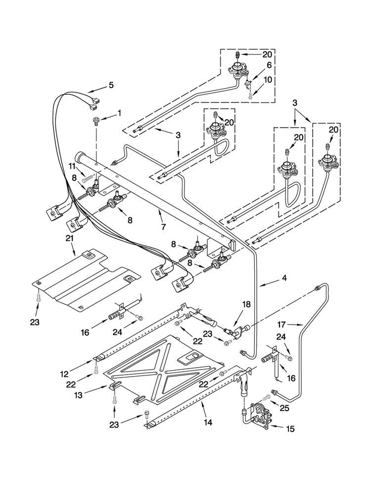 Manifold Parts Diagram and Parts List for MGR7665WS0  Maytag Range