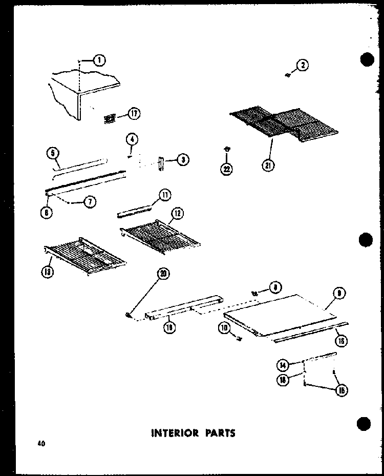 Interior Parts Diagram and Parts List for TC18C-C-P73500-16WC  Amana Refrigerator
