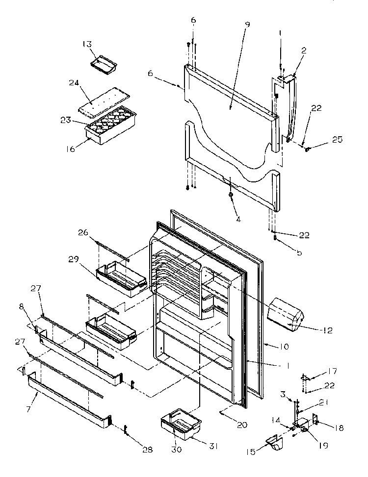 Refrigerator Door Diagram and Parts List for TV18S4W-P1194902WW  Amana Refrigerator