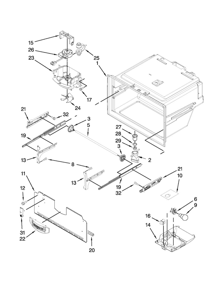 Freezer Liner Parts Diagram and Parts List for MFI2269VEB8  Maytag Refrigerator