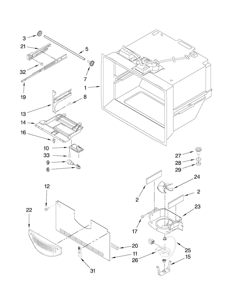 Freezer Liner Parts Diagram and Parts List for MFT2771WEM0  Maytag Refrigerator