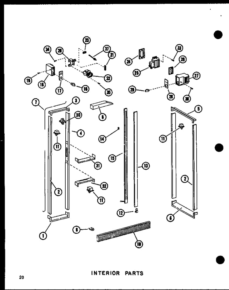 Interior Parts Diagram and Parts List for SRI19C-P73320-54W  Amana Refrigerator