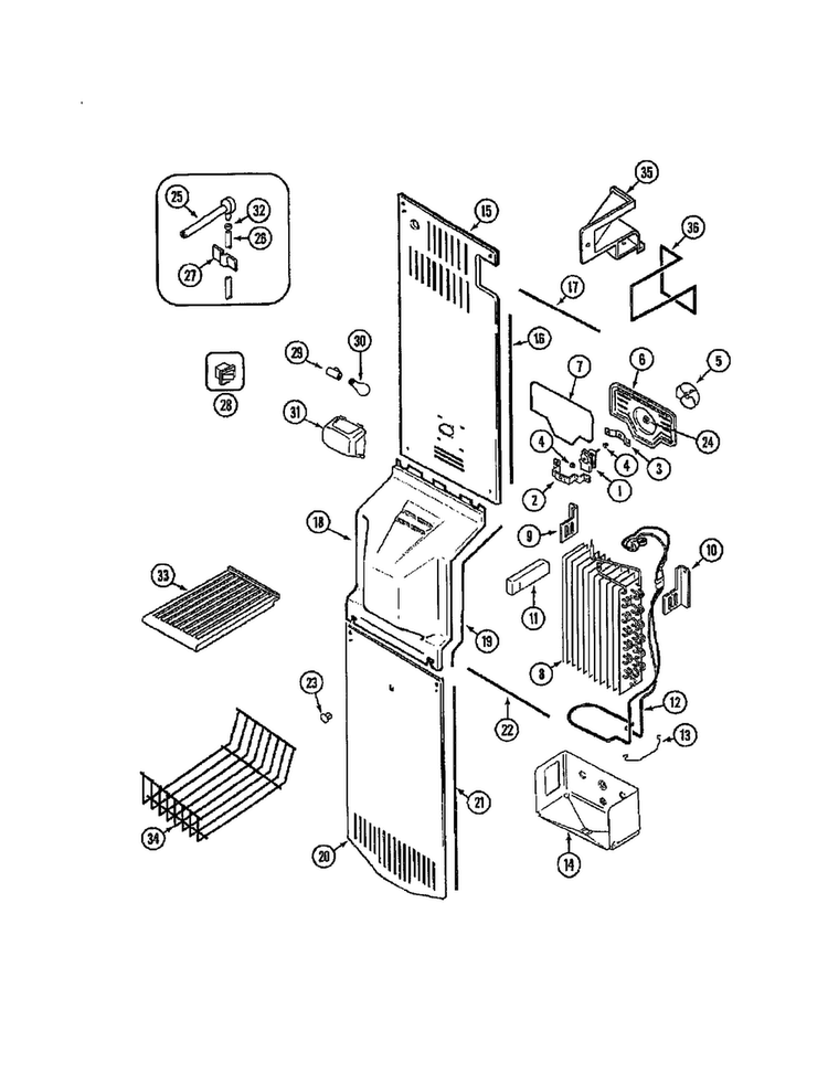 Freezer Compartment Diagram and Parts List for HMG601080  Admiral Refrigerator
