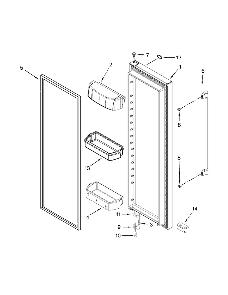 Refrigerator Door Parts Diagram and Parts List for MSB26C6MDE02  Maytag Refrigerator