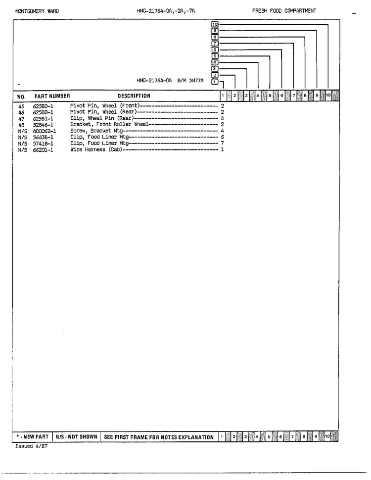 Fresh Food Compartment Page 3 Diagram and Parts List for 21874A  Admiral Refrigerator