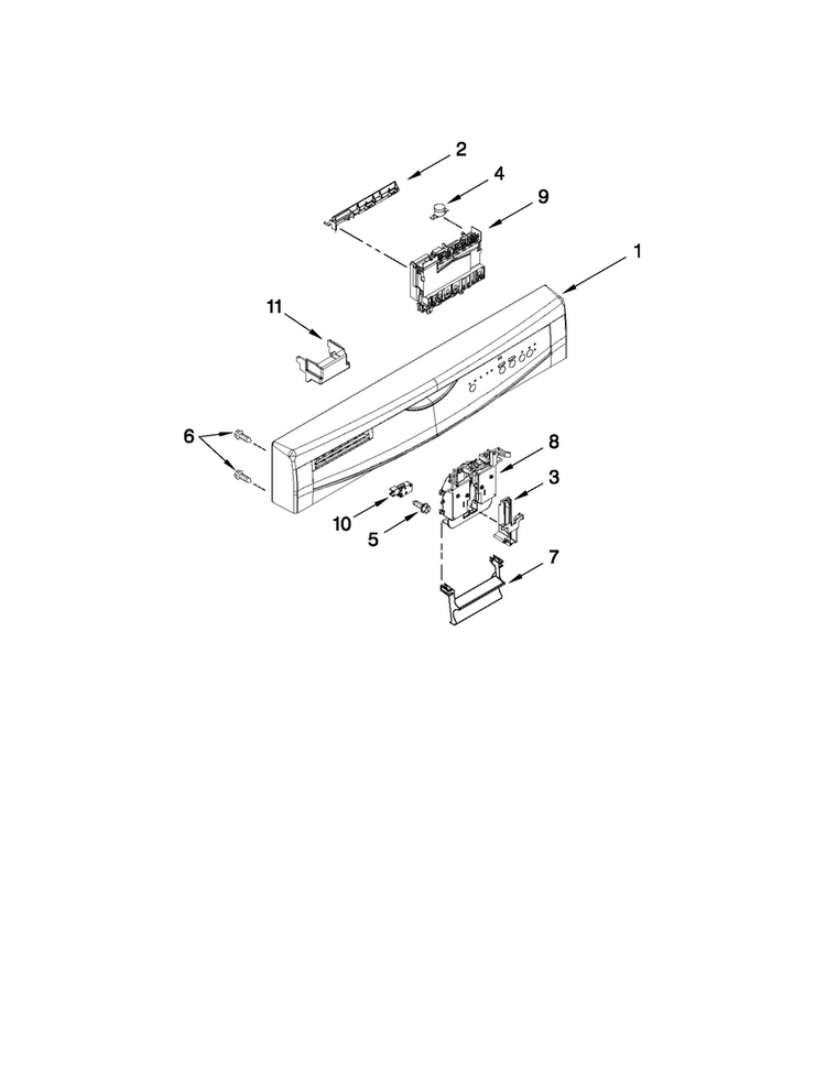 Control Panel And Latch Parts Diagram and Parts List for CDB7000AWW2  Magic Chef Dishwasher