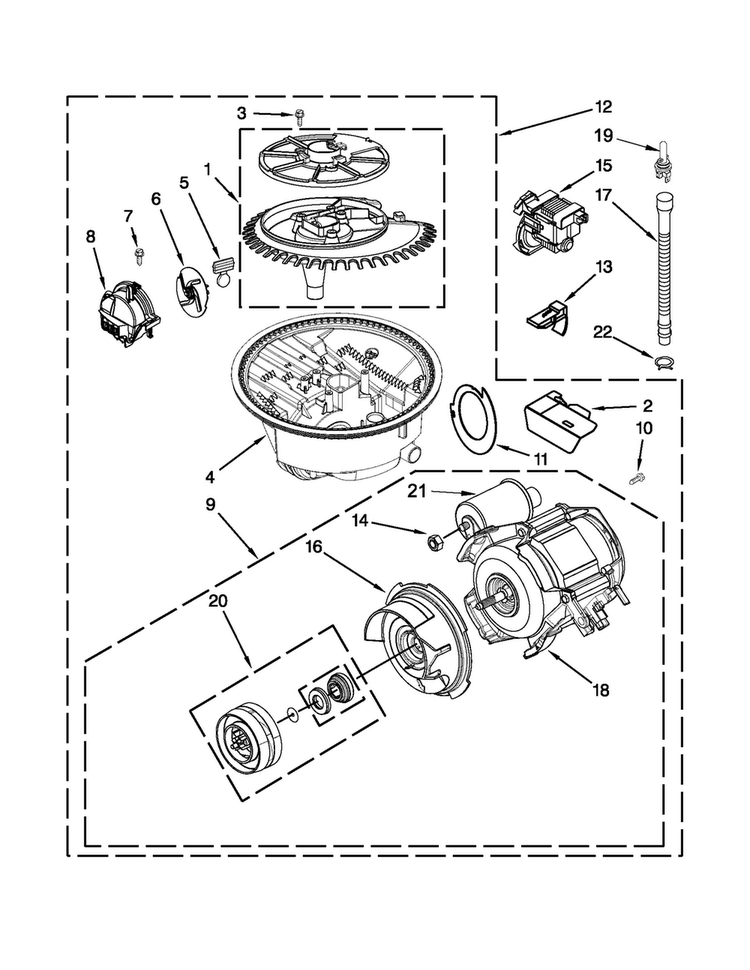 Pump And Motor Parts Diagram and Parts List for MDB4709PAB2  Maytag Dishwasher