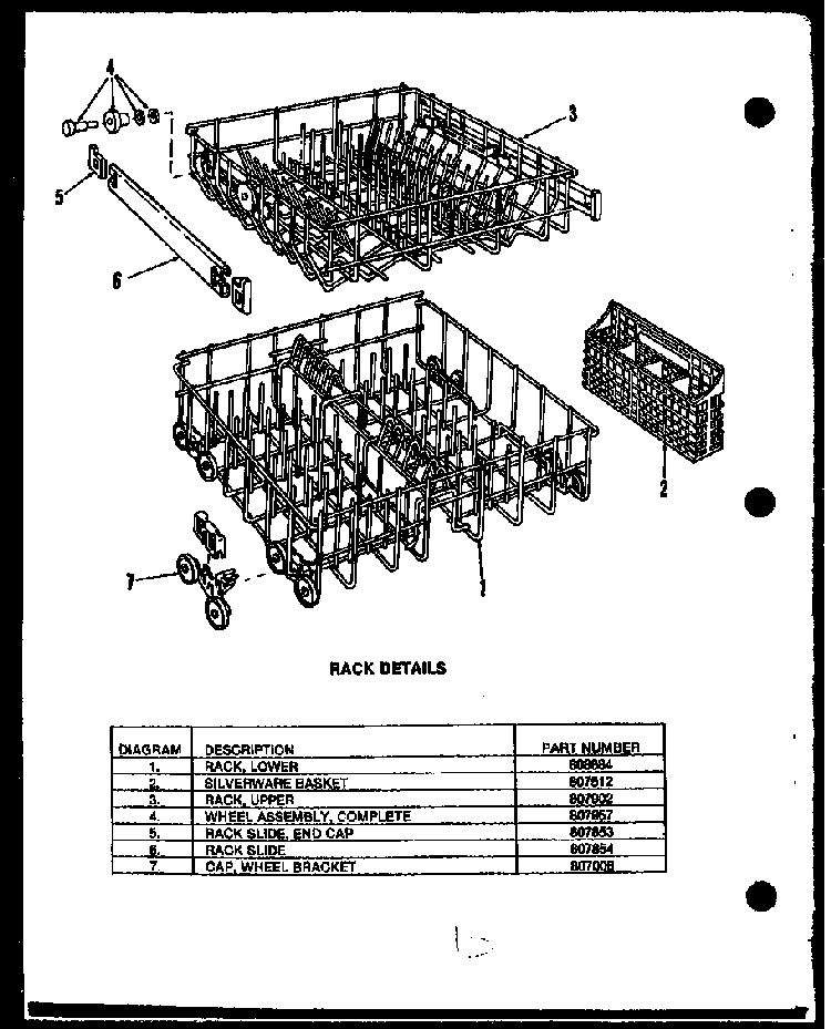 Rack Details Diagram and Parts List for DUR202-19-OK  Caloric Dishwasher