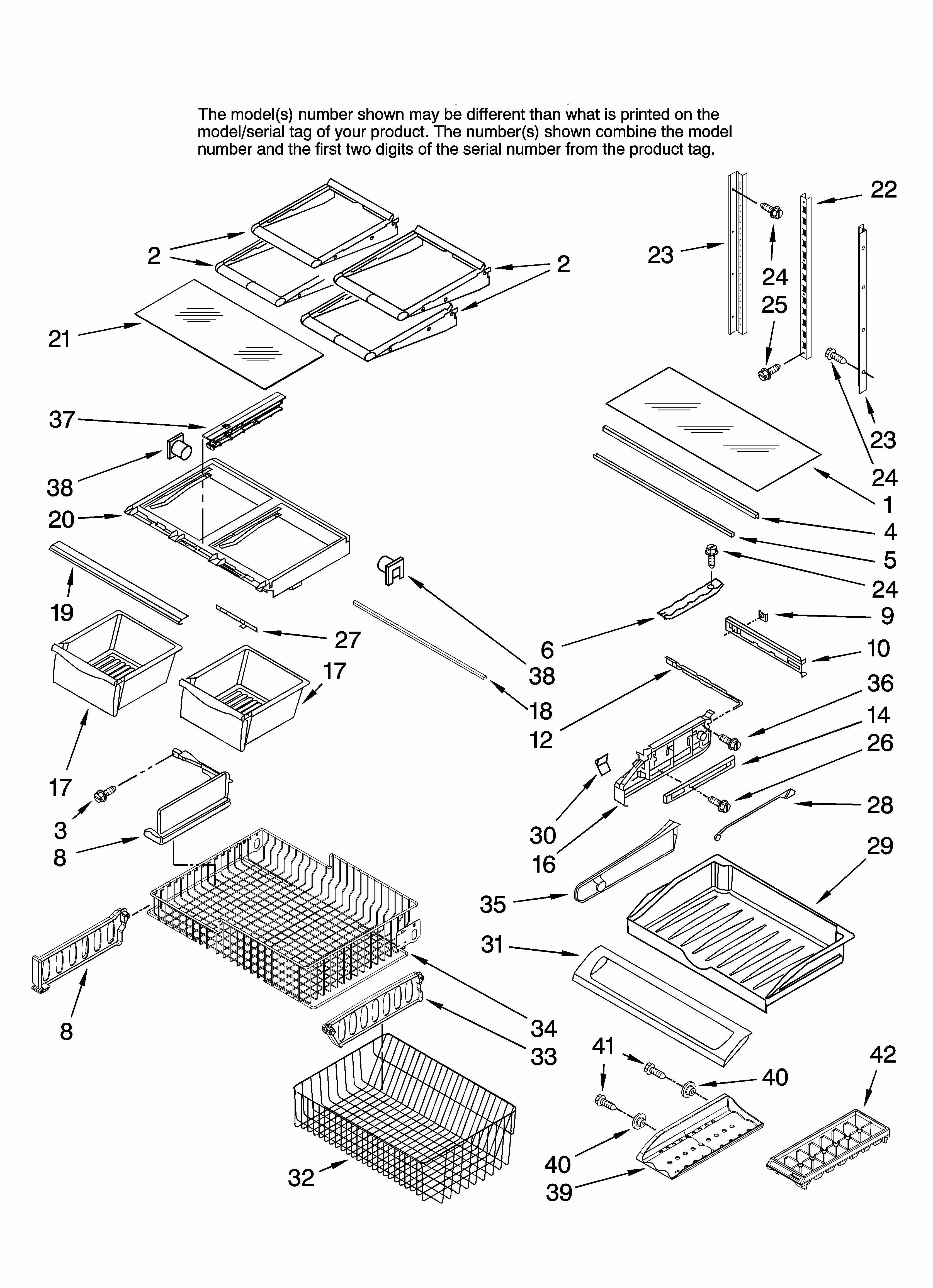Shelf Parts Diagram and Parts List for G32526PEKS13  Maytag Refrigerator
