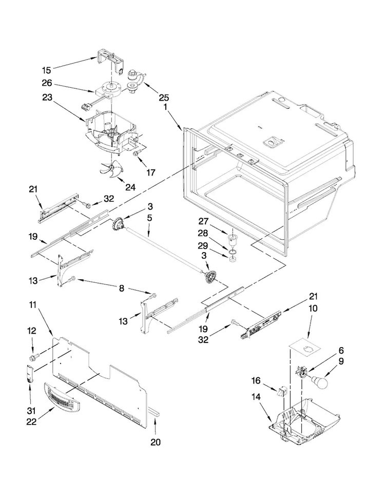 Freezer Liner Parts Diagram and Parts List for MFI2269VEQ3  Maytag Refrigerator