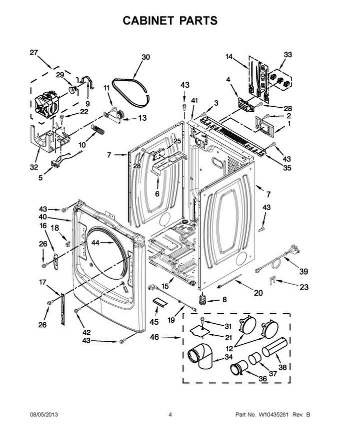 03 - Cabinet Parts Diagram and Parts List for YMED9000YG1  Maytag Dryer