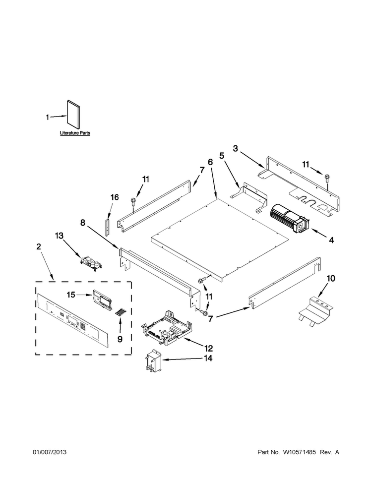 Control Panel Parts Diagram and Parts List for JJW2527WS01  Jenn-Air Wall Oven