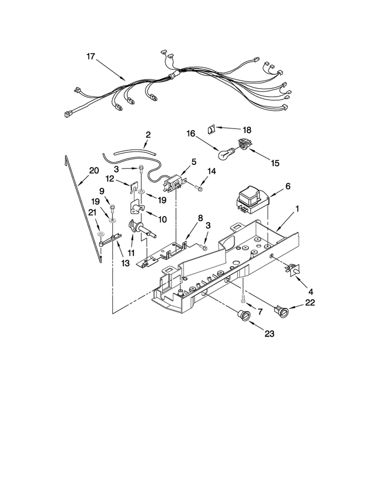 Control Parts Diagram and Parts List for CS25CFXTQ02  Crosley Refrigerator