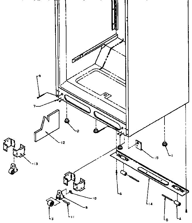 Cabinet Bottom Diagram and Parts List for TXI22R-P1168008W  Amana Refrigerator