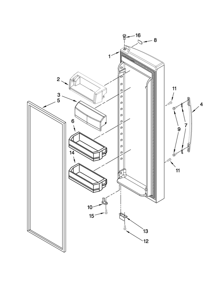 Refrigerator Door Parts Diagram and Parts List for MSD2559XEB00  Maytag Refrigerator