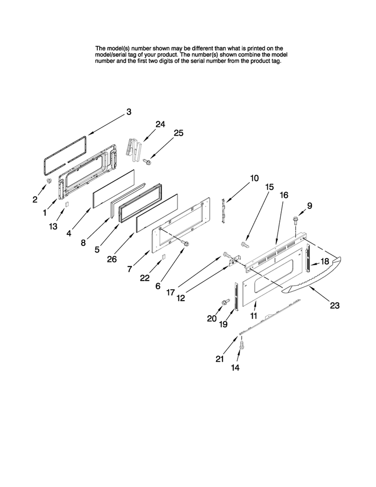 Upper Door Parts Diagram and Parts List for MGR6751BDW17  Maytag Range