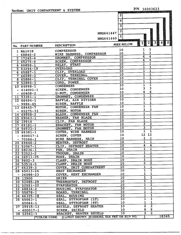 Unit Compartment And System Page 5 Diagram and Parts List for 641440  Admiral Refrigerator