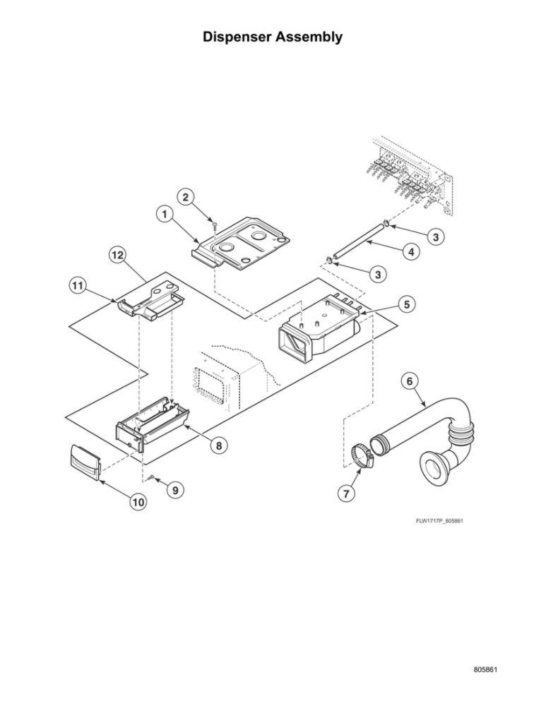 Dispenser Assembly Diagram and Parts List for AFNE9BSP115TN13  Speed Queen Washer