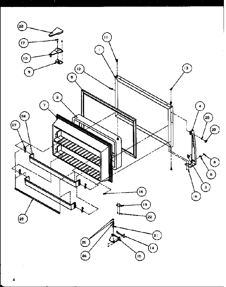 Freezer Door Diagram and Parts List for TG18RBW-P1158303WW  Amana Refrigerator
