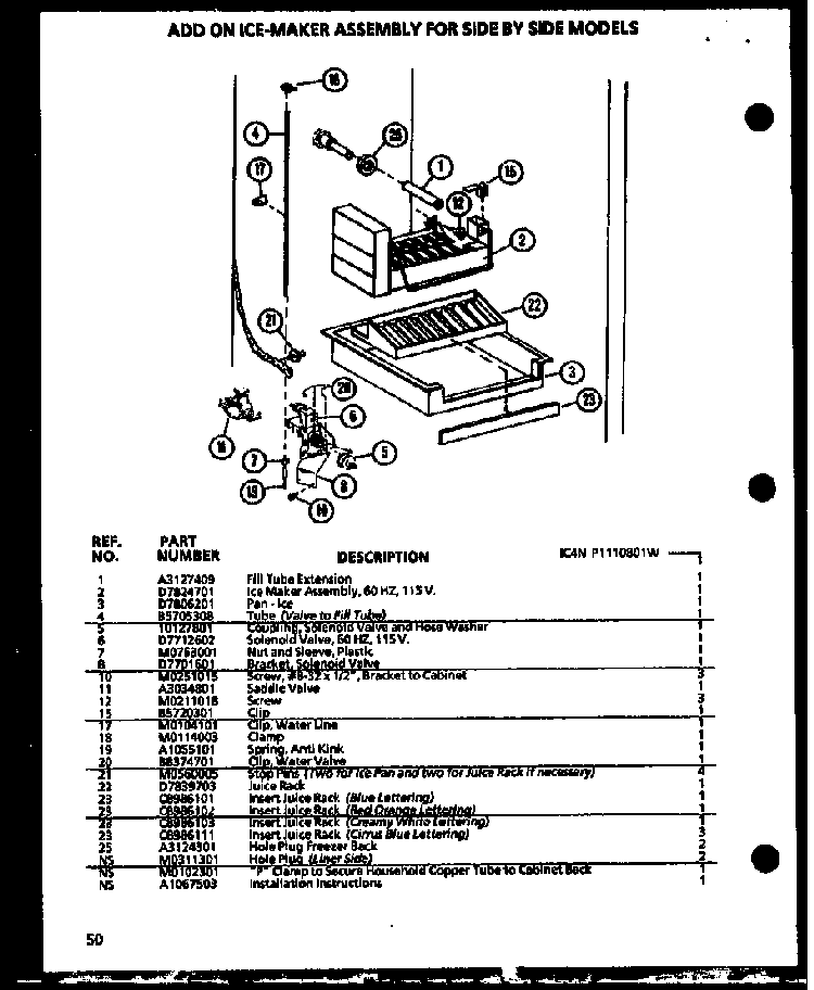 Section 16 Diagram and Parts List for SL22JB-P1116006W  Amana Refrigerator